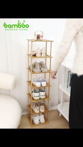 Bamboo Shoes Rack Rak Kasut Kayu 5/6/7/8/9 Layers Stackable Storage Rack Save Space Organizer Shoe Rack 鞋架