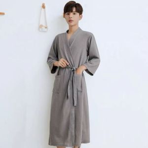 Áo Choàng Tắm Dài Tay Rộng Rãi Cho Nam Và Nữ Mùa Thu Đông Phong Cách Mới Mặc Nhà Bằng Vải Cotton Pha Trộn