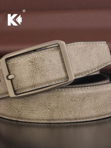 Light Color Mens Leather Belt Genuine Leather Personality Fashion Pin Buckle Belt Trendy Young Pants Casual All-Match Gray Pant Belt
