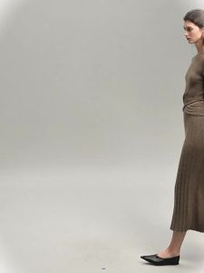 SUSHE | French Elegant Ribbed Wool Cross-cut Slim Fit Knit Set