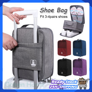 Travel Shoe Bag Organizer Multi Layer 3 Pairs Shoes Portable Slippers Storage Bag Zipper Dust-Proof Outdoor Shoes Luggage Beg Kasut