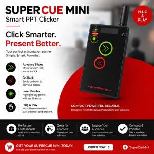 SuperCue Mini - Perfect Cue/PPT Clicker | Smart Powerpoint Slide Changer | Laser Presenter