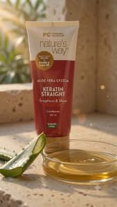 Natures Way Aloe Vera System Keratin Straight Conditioner 200mL Keratin & Argan Oil Frizz-Free Hair