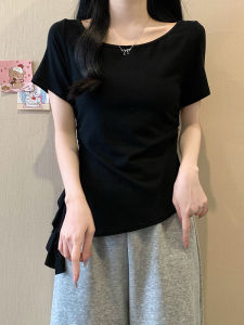 Irregular Design Large Size Slimming T-Shirt Women Summer