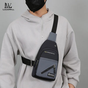 LouisWill กระเป๋าความจุขนาดใหญ่ไม่เป็นทางการกระเป๋าสะพายไหล่กระเป๋าเดินทางกันน้ำคาดตัวสำหรับผู้ชายกระเป๋าถนนกีฬาสันทนาการดีไซน์ช่องเสียบหูฟังดีไซน์แบบกระเป๋าคาดหน้าอกสำหรับนักศึกษา