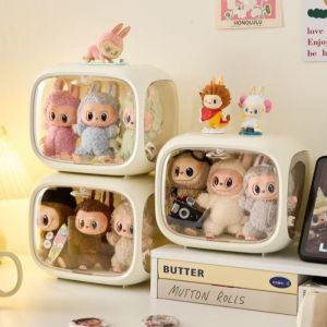 Labubu Display Box Anti-Dust Figure Showcase Transparent Doll Case Storage Organizer for Collectible Toys(without columns)