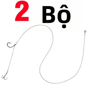 2 Bộ Dây Thép Không Gỉ Câu Cá Với Vòng Tròn & Móc Treble Cho Cá Da Trơn Mồi Sống Thuyền Đại Dương Dụng Cụ Câu Cá