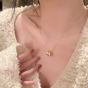 Korean Style Gentle Double Ring Flash Zircon Rhombus Small Waist Necklace Womens Accessory High-End Clavicle Chain Choker Neck Chain