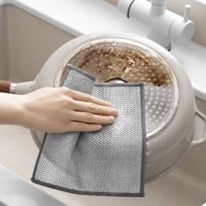 Steel Wire Dishcloth Kitchen Cleaning Rag Easy to Clean Dishes Stovetops Dishcloth Dish Rag