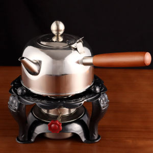 Retro Portable Alcohol Tea Stove Base Heating Tea Brewer Outdoor Boiling Water Tea Making Traditional Chinese Style Teapot