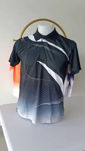 คอปกพิมพ์ลายสีดำ ผ้ากีฬางานซับลิเมชั่น