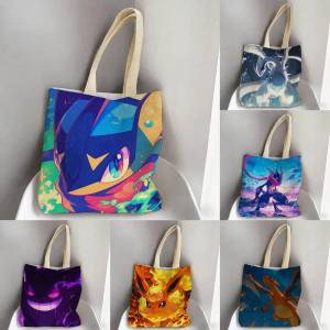 Bandai | Pokemon Lugia Storage Bags Tote Bag Travel Summer Beach Shoulder Bag Reusable Grocery Shopping Bag Anime Artwork