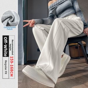 High Waist Wide Leg Slim Fit Straight Trousers Women Casual Pants