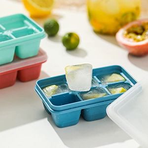 Ice Cube Trays for Freezer Mini Ice Cube Trays with Lid & Easy-Release Silicone Bottom Stackable Small Ice Cube Molds