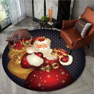 VIKAMA Ông Già Noel Thảm Tròn Chống Trơn Trượt Phong Cách Hiện Đại Thảm Polyester Cho Phòng Khách Lối Vào Trang Trí Nhà Dễ Dàng Làm Sạch