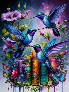 HUACAN 5D Diamond Painting Hummingbird Animal Handicrafts 5d Diy Diamond Mosaic Book Bird Wall Decoration Square Round Drill
