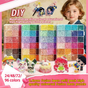 DIY three-dimensional educational toys high quality puzzle pieces with 24/48/72/96 colors and 2.6mm fusion bean refill pack