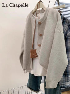 La Chapelle Soft Cozy Knitted Cardigan Womens Casual round Neck Sweater Outerwear Comfortable Woolen Long Sleeve Autumn New