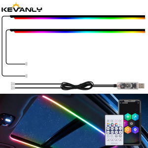 KEVANLY | 2PCS 140cm Car Sunroof Ambient Lights LED Symphony Acrylic Light Strips With APP Remote Control Auto Interior Decoration
