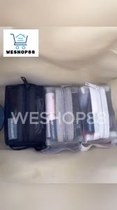 WESHOP88 1pcs Creative Square Mesh Zipper Pouch Portable Make Up Organizer Bag Transparent Cosmetic Bags School Office Students Storage Supplies