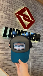 LINKSWEAR Trucker Hat Topi Jaring Pria Distro Original Kombinasi Tosca Grey Black LTT114