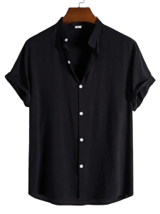 GentWear V-neck HIGH QUALITY SILK COTTON FABRIC SHORT SLEEVES POLO FULL BUTTON