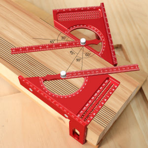 3D Adjustable Carpentry Square Protractor With 180 Degree Quick Marking Guide - Aluminum Alloy Half-Circle Set Scribing Ruler
