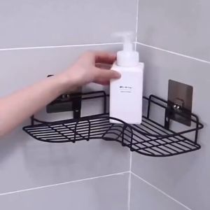 Mainland Rak Sudut Kamar Mandi Tempel Dinding Keramik Rak Dapur Besi Serbaguna Rak Sabun Shampo Gantung Organizer HRM135
