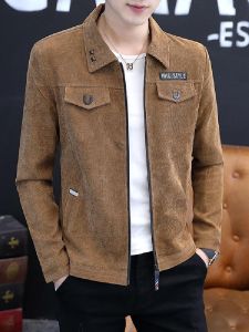 แจ็คเก็ตขนแกะทรงหลวมสำหรับผู้ชาย ทรงสั้น คอตั้ง แฟชั่นฤดูใบไม้ร่วง/ฤดูหนาว แจ็คเก็ตแบบลำลองสำหรับผู้ชาย แจ็คเก็ตขนแกะสำหรับผู้ชาย