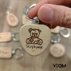 VTOM Wooden Keychain Personalised Keychain Custom Name Engraved Gift Wood Customised Key Chain Customized Gift