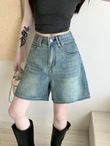 กางเกงยีนส์ขาบานเอวสูงสีฟ้าอ่อนสำหรับผู้หญิงในช่วงฤดูร้อน กางเกงขายาวทรงตรงหลวมๆ ทรงสลิมฟิตสำหรับผู้หญิงไซส์ใหญ่