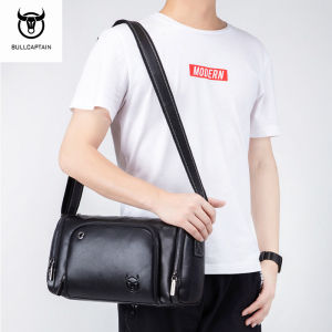 BULLCAPTAIN New Leather Shoulder Bag Mens Casual Sports Crossbody Bag Large Capacity