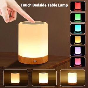 Touch Bedside Table Lamp RGB USB Rechargeable Night Light NightStand Desk Lamp Bedroom Lamps Room Decor Kids Gift Table Light