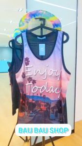 บริการเสื้อยืดผู้ชาย ลำลอง ใส่นอนอยู่บ้าน เสื้อกล้ามผ้าตาข่ายพิมพ์ลาย สวมใส่สบายลาย เก๋ทันสมัย ธรรมดาชาย