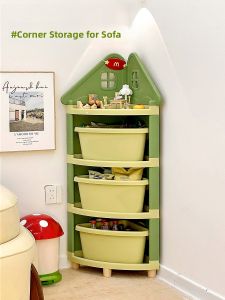 Corner Triangle Bedside Floor Standing Storage Rack Multi-Layer Partition Home Organization Tool Toy Book Stationery Holder