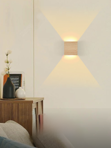 Đèn Tường Sáng Tạo Màu Gỗ Tự Nhiên Phòng Ngủ Đèn Đầu Giường Hành Lang Cầu Thang Phòng Khách Tường Đèn Trang Trí LED