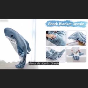 1pc New Shark Blanket For Adult Wearable Winter Warm Blanket Hooded Playsuit Onesie Funny Sleeping Bag For Slumber Party
