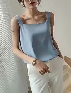 ⚡Port⚡ blouses women new style 2025 Summer Square Neck Chiffon Vest Women Plus Size Casual Sleeveless Top