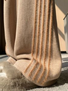 กางเกงขายาวทรงหลวมผ้าถักหนาสำหรับผู้หญิง ฤดูหนาว 2025 กางเกงขายาวทรงตรงเอวสูง ผ้าฝ้ายนุ่ม ทรงลำลอง กางเกงขายาวทรงหลวม