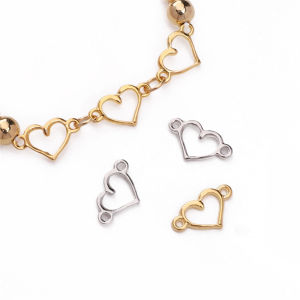 20ชิ้นต่างหูกลวงรูปหัวใจคู่ทำจากเงินและทองสำหรับสร้อยข้อมือสร้อยคอจี้ห้อยคอน่ารักสายโทรศัพท์เครื่องประดับทำเครื่องเพชรแบบ DIY