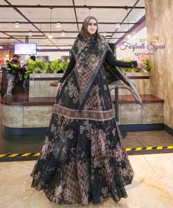 Kameela Syari Black Ceruti Babydoll Printing Premium Farfadh Syari by Rayhanco