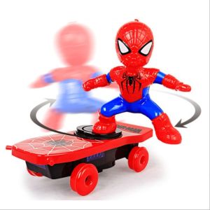 Đồ chơi cho bé hình người nhện trượt ván sử dụng pin có đèn nhạc ván trượt xoay 360 độ Rio store