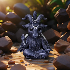 1pc Halloween Mysterious Magic Goat Black Statue for Desktop Home Decor Ornaments Hand-Painted Figurine Garden Sculpture