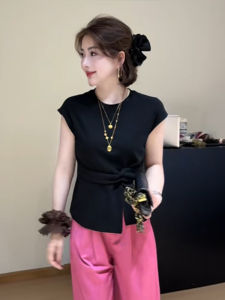 Áo thun nữ BINKAFENNY tay ngắn dáng rộng có chi tiết xoắn eo size lớn - mùa hè