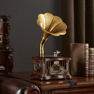 Odino Vintage Black Vinyl Record Player Decorative Mini Bluetooth Speaker Rechargeable Home Decoration Birthday Gift