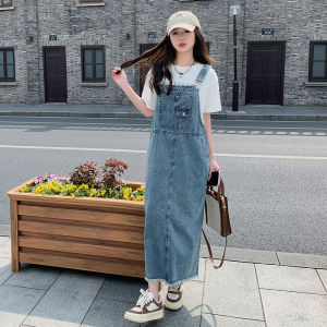 ชุดเดรสยีนส์ทรงหลวมเอวสูงสำหรับผู้หญิง ฤดูร้อน 2023 แขนกุด กระโปรงทรงเอ คอวี สไตล์ใหม่ กระโปรงสั้น ชุดเดรสลำลอง