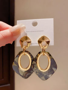Exaggerated Geometric Resin Earrings: Women's Sensation Minimalist Cold Style