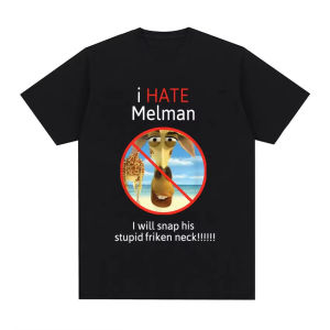 Sanrio | Oversized Cotton I Hate Melman Meme T-Shirt Will Snap His Neck Funny Casual Streetwear for Men And Women