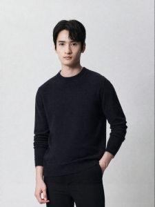 Mens Business Casual Warm Stretch Comfortable Round Neck Wool Sweater
