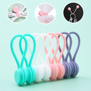 Magnetic Suction Data Cable Storage Handy Gadget Headset Cable Storage Mobile Phone Charging Cable Anti-Winding Neutral Multi-Function Headset String Ribbon Cord Manager Silicone Portable Magnet Fixed Headset Storage Buckle